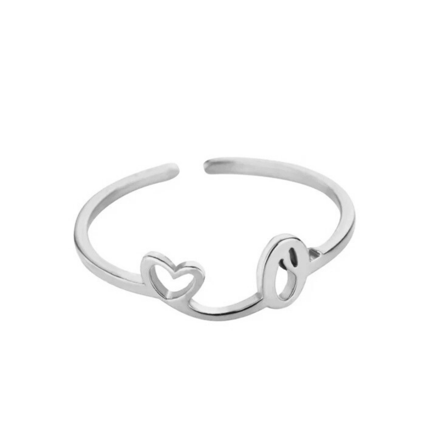 Anel Ajustável com Inicial "Pretty"