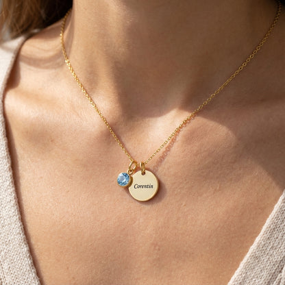 Colar Gravado "Birthstone Disc"