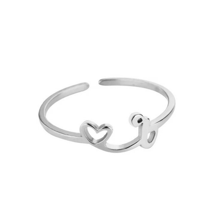 Anel Ajustável com Inicial "Pretty"