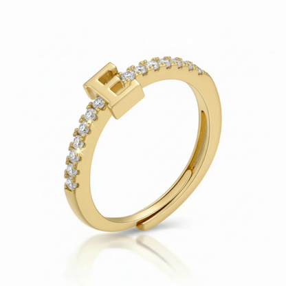 Anel Ajustável com Inicial "Sparkle"