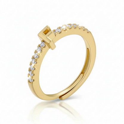 Anel Ajustável com Inicial "Sparkle"