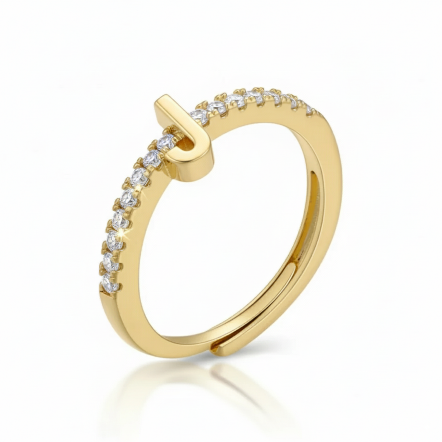 Anel Ajustável com Inicial "Sparkle"