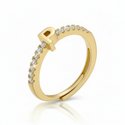 Anel Ajustável com Inicial "Sparkle"