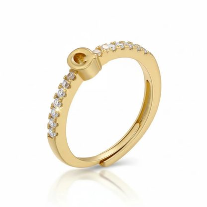 Anel Ajustável com Inicial "Sparkle"