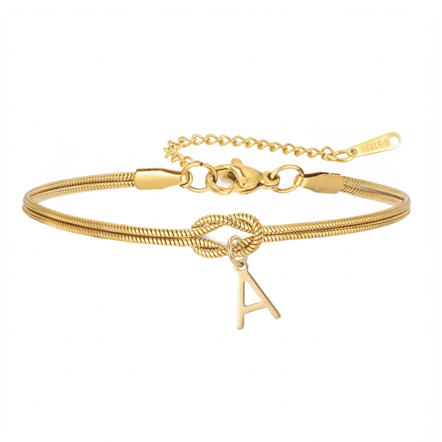 Pulseira de Dupla Inicial "Knot"