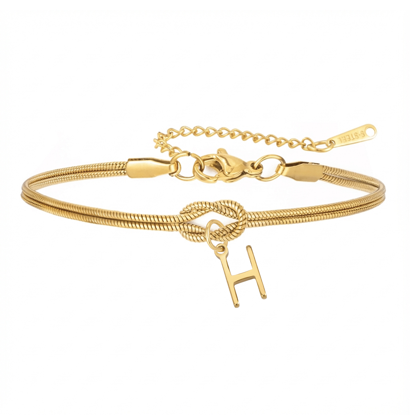 Pulseira de Dupla Inicial "Knot"