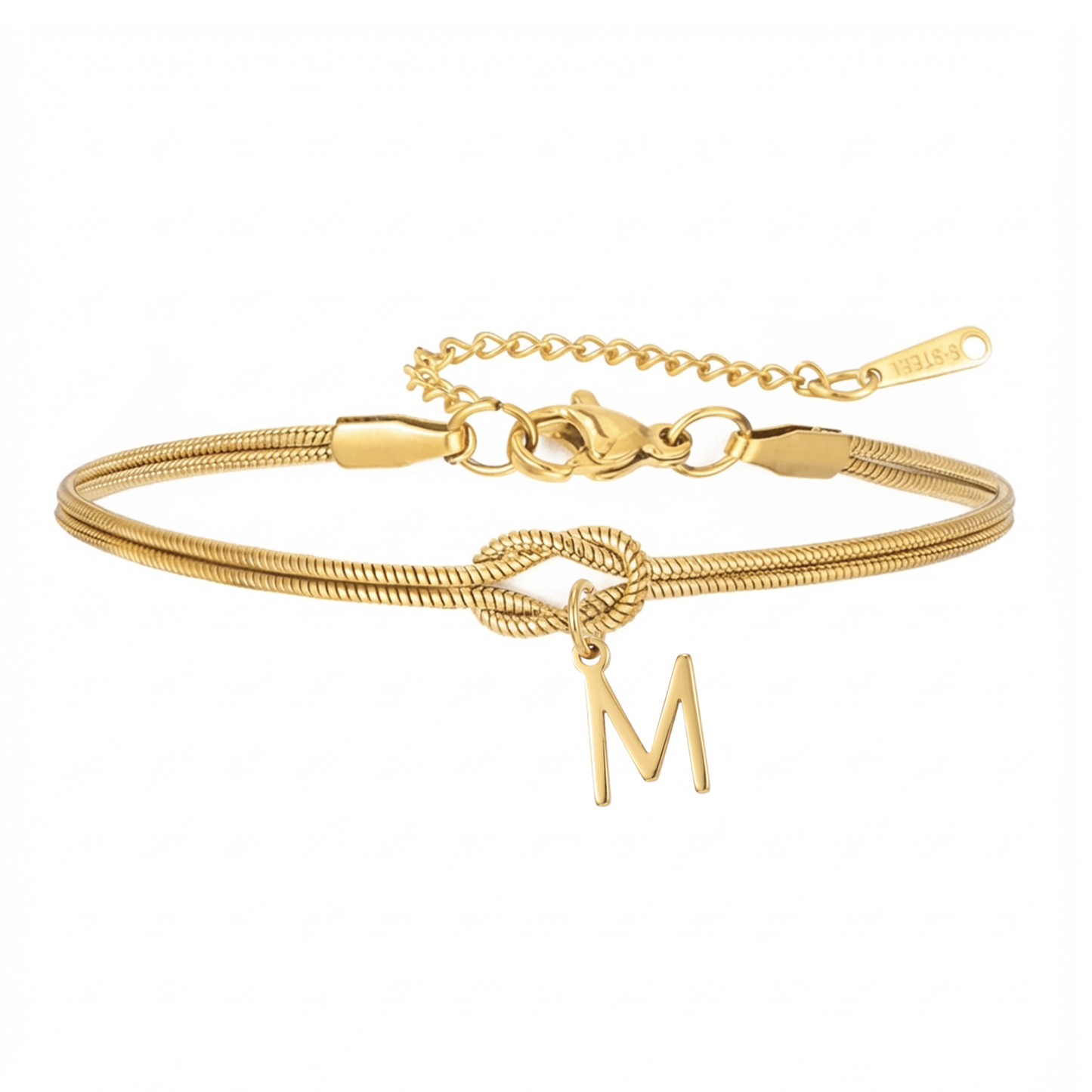 Pulseira de Dupla Inicial "Knot"