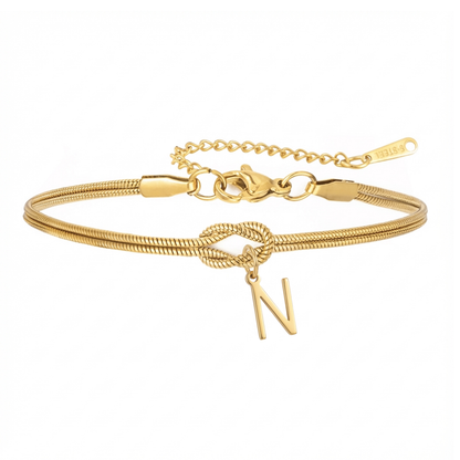 Pulseira de Dupla Inicial "Knot"