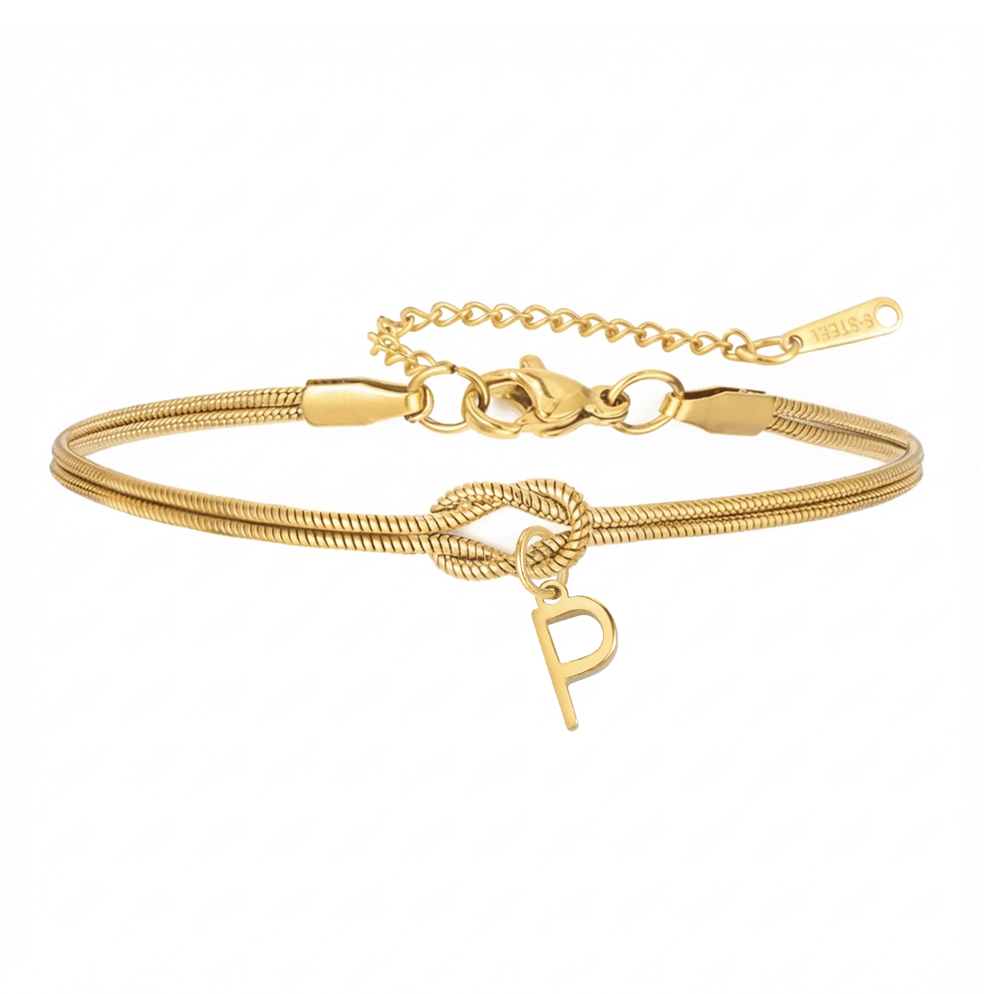 Pulseira de Dupla Inicial "Knot"