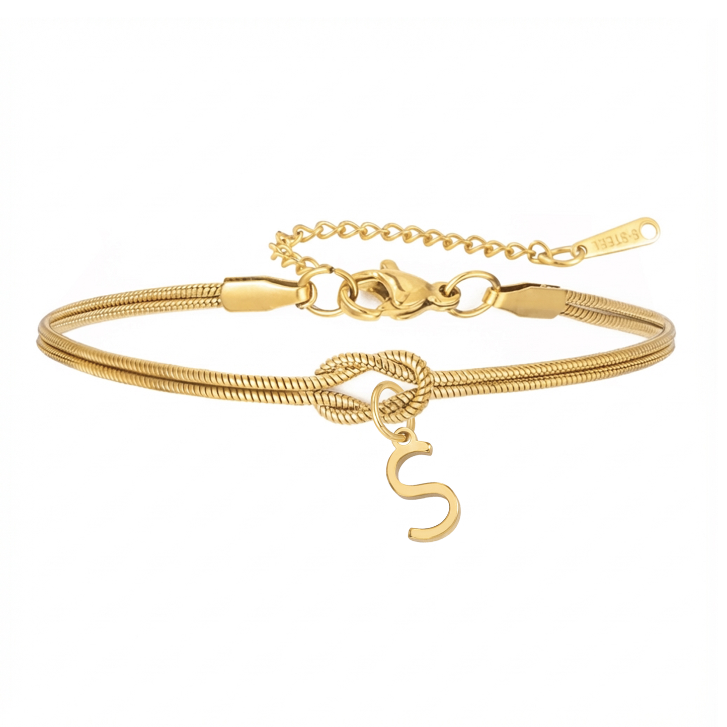 Pulseira de Dupla Inicial "Knot"