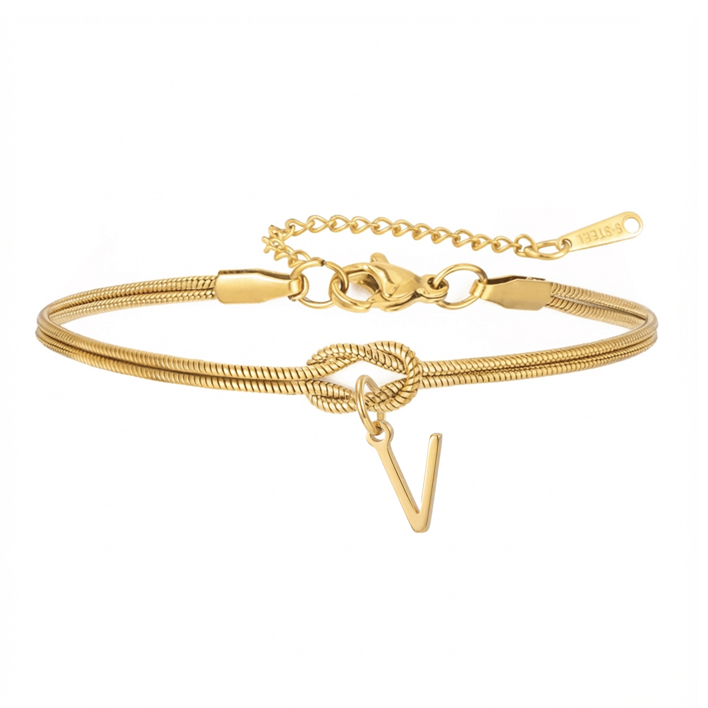 Pulseira de Dupla Inicial "Knot"