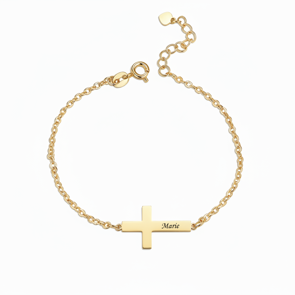 Pulseira com Nome "Sideways Cross"