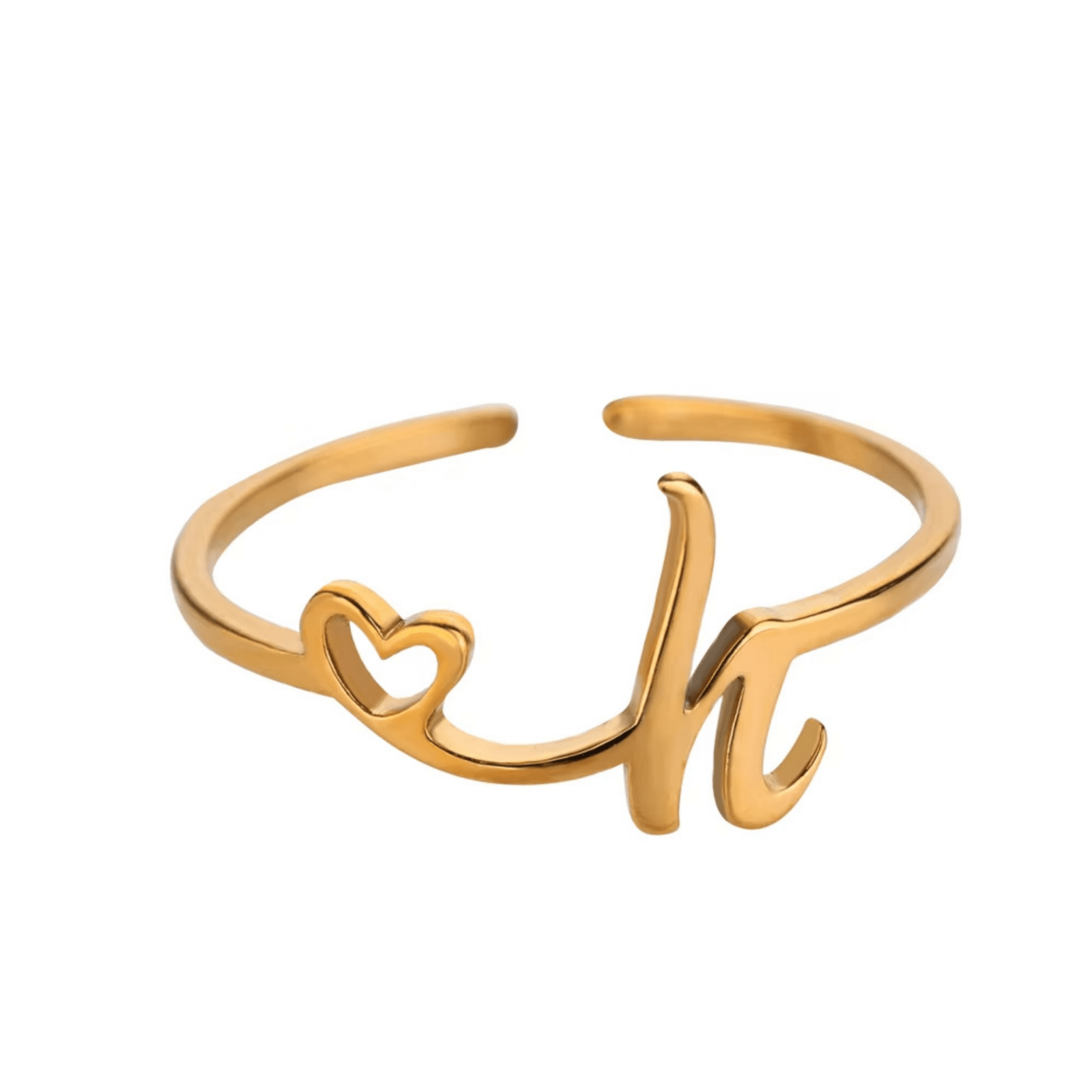 RICCARDI - BAGUE AJUSTABLE "Initial Heart Ring" - Riccardi
