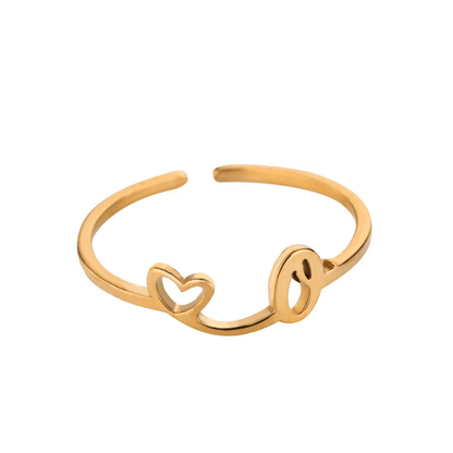 RICCARDI - BAGUE AJUSTABLE "Initial Heart Ring" - Riccardi