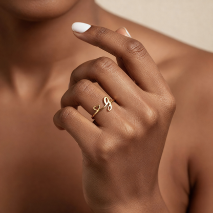 Anel Ajustável com Inicial "Pretty"